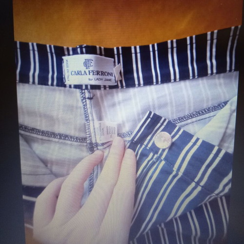 Women's striped pants like new, size L, white and blue