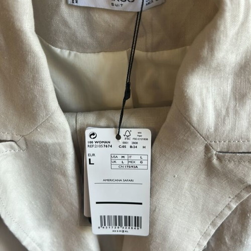 Mango linen suit cream beige new, jacket with belt and pants