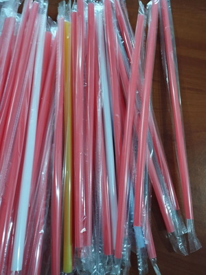 Plastic granita straws new, pack of 100 colorful pieces