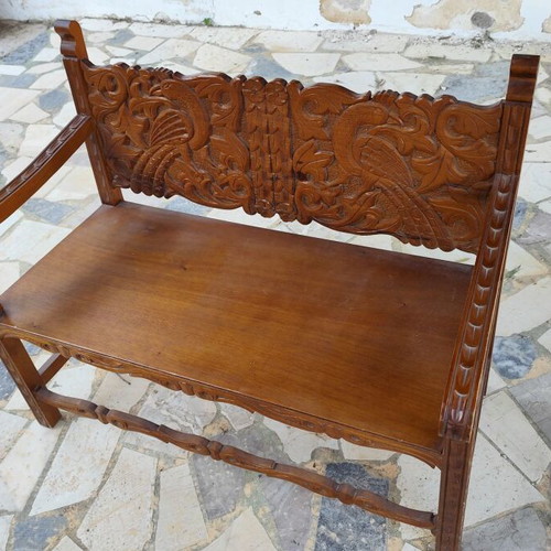 Wooden Skyriai style bench sofa used, handmade
