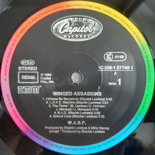 W.A.S.P. Winged Assasins vinyl record used, metal