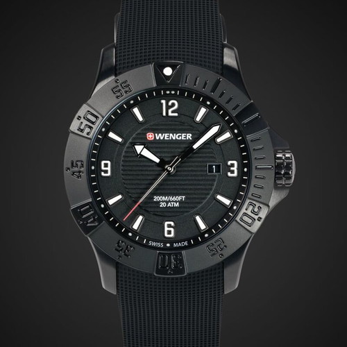 Wenger Seaforce 01.0641.134 43mm Ανδρικό Ρολόι Καινούργιο Μαύρο
