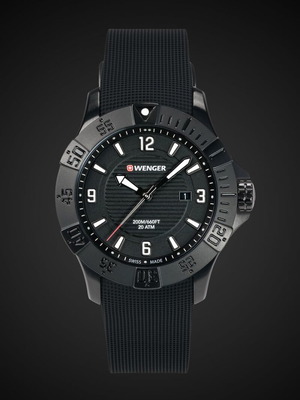 Wenger Seaforce 01.0641.134 43mm Ανδρικό Ρολόι Καινούργιο Μαύρο