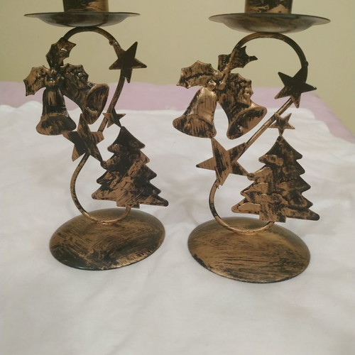 Christmas candle holders used, set of 2 pieces