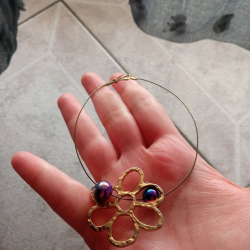 Dangly boho hoop earrings with flowers and beads like new