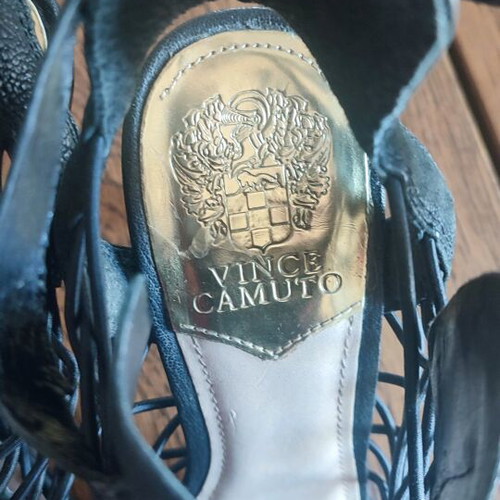 Vince Camuto sandals used, leather, black, size 38-38.5
