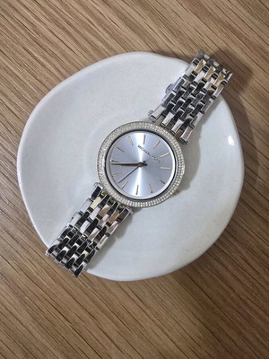 Michael Kors gold and silver watch with diamond details like new