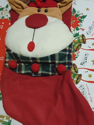 Christmas stocking reindeer new 77x45 cm