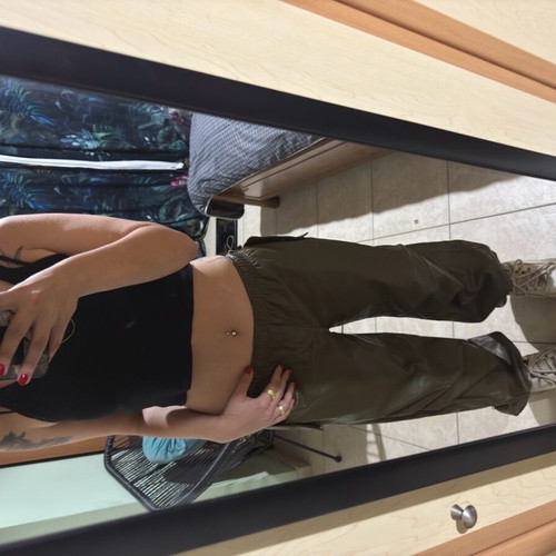 Bershka leather-look pants like new, parachute style, size S