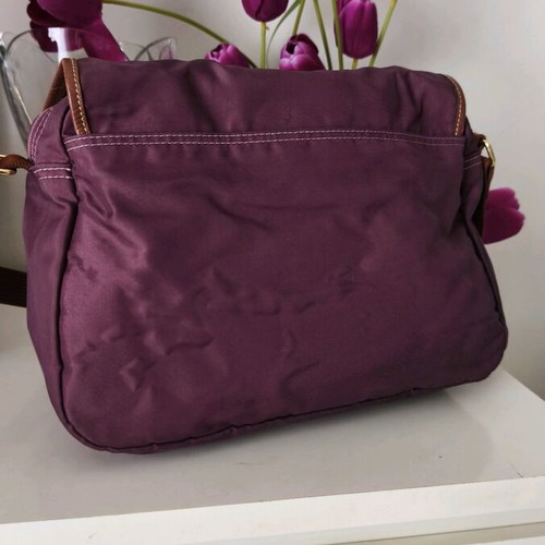 Longchamp Le Pliage shoulder bag purple used with brown leather details