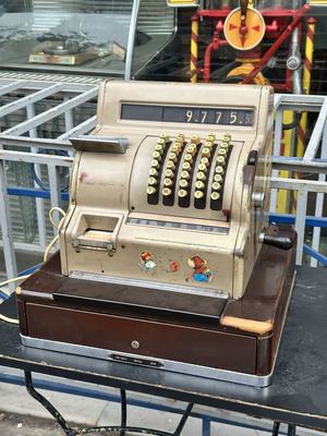 Vintage National Professional Cash Register used, wooden base