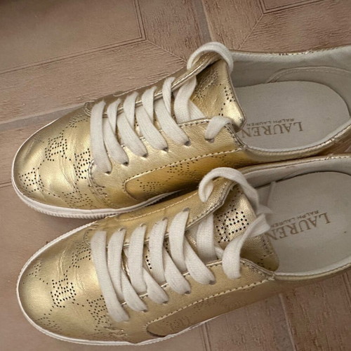 Ralph Lauren women's athletic shoe used, gold, size 37