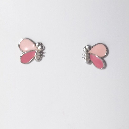 Silver earrings with enamel new, pink and silver