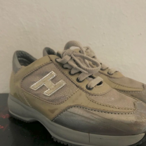 Hogan kids shoes used, gray and silver, size 29