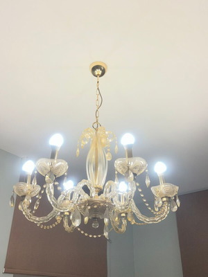 Classic chandelier 6 lights with glass and crystal elements like new