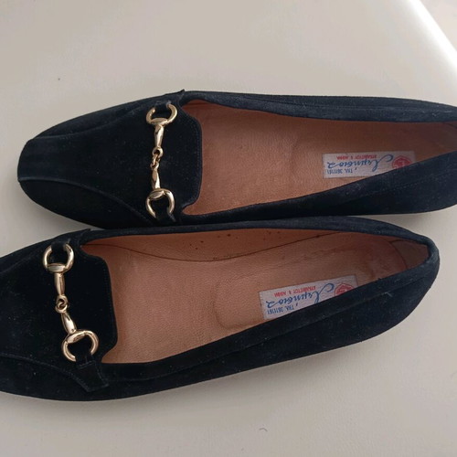 Loafers women's used black suede Greek made Lemisios