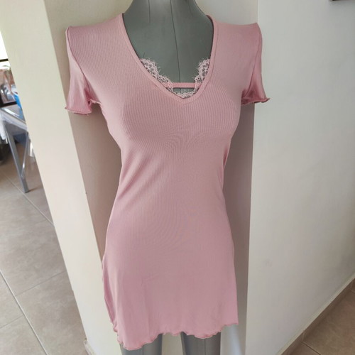Pink summer mini dress with lace details size S new