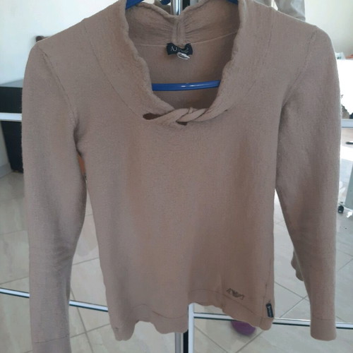 Armani Jeans wool blouse beige brown size XS-S like new