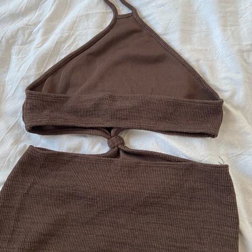 Brown cutout midi dress like new, size L