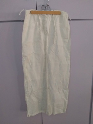 Linen skirt white long size M with lining