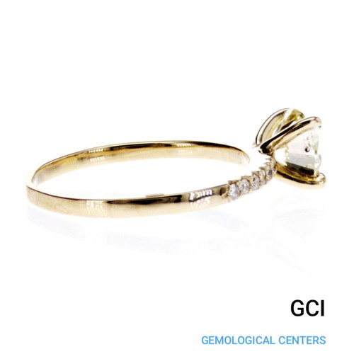 Diamond ring with light yellow 1.15 ct natural diamond, new