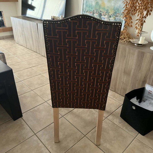 Hermes leather dining chairs like new, set of 8