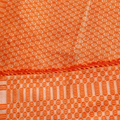 Handwoven caramel blanket with lace, like new
