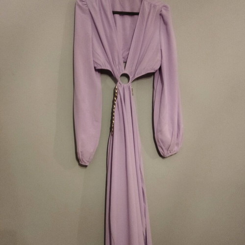Maxi dress new, purple, summer with gold chain detail