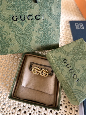 Gucci Double G gold tone earrings 2 in 1