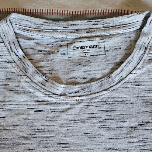 Dressmann Space Dye T-shirt XL/L, melange white/grey/black
