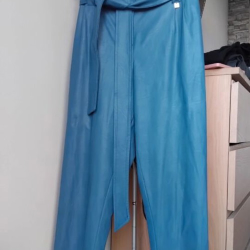 MSR Collection high-waisted faux leather pants, blue