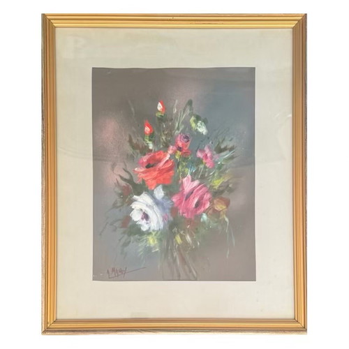 Manos painting Flowers pastel on cardboard like new 60x70cm