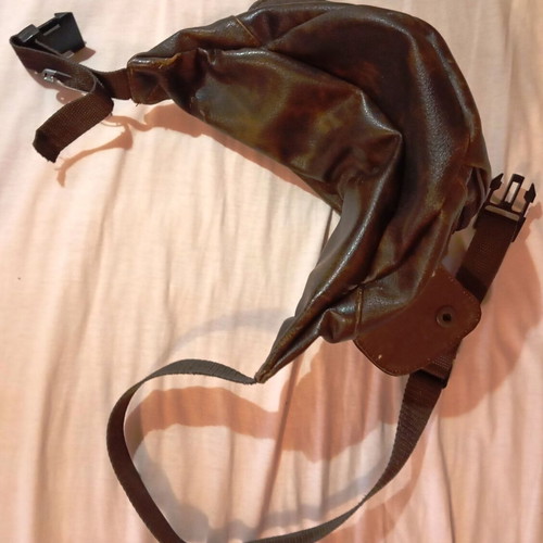 Waist bag like new with gift pouch, brown, leatherette and plastic