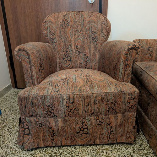 Living room furniture set used, sofa and two armchairs