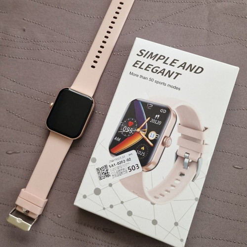 Smartwatch with blood pressure, glucose, and heart rate monitoring, pink