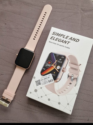 Smartwatch with blood pressure, glucose, and heart rate monitoring, pink