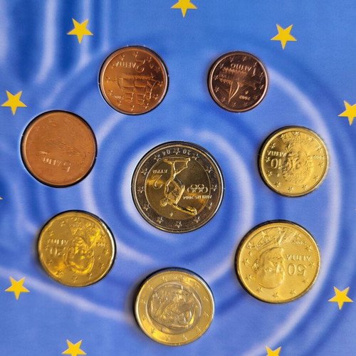 Official Greece Euro Set Athens 2004 with Commemorative 2€ Coin