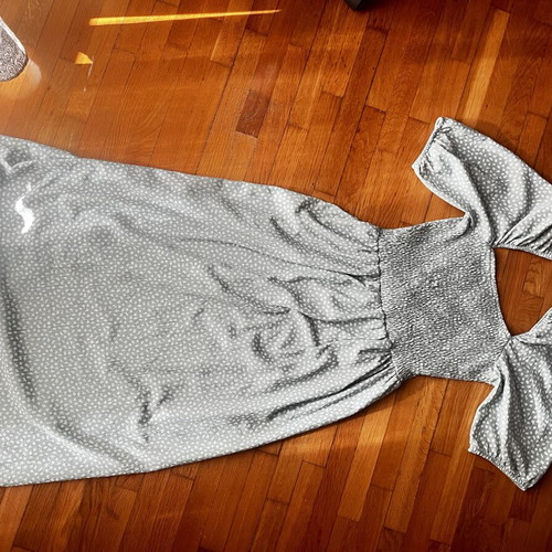 H&M women's dress, floral mint green with white flowers