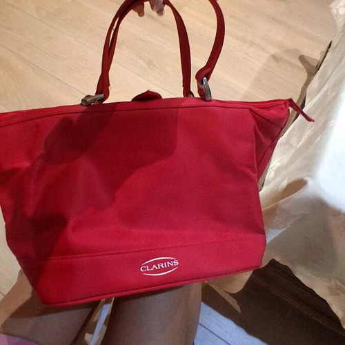 Clarins shoulder bag red like new