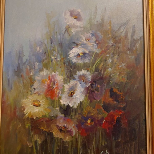 Painting Fotini Mouratidou with flowers like new
