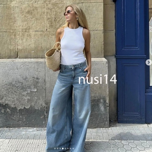 Zara Super Wide Leg Jeans Size XS Like New, 100% Cotton, Blue