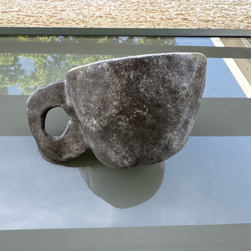 Handmade ceramic cup with sculptural handle new