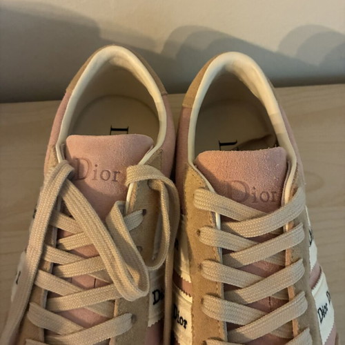 Dior ribbon sneakers new, beige and pink, size 40