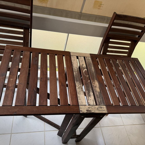 Wooden table set with chairs, 4 chairs