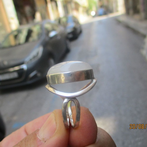 Silver 925 ring with moonstone, vintage adjustable women's ring