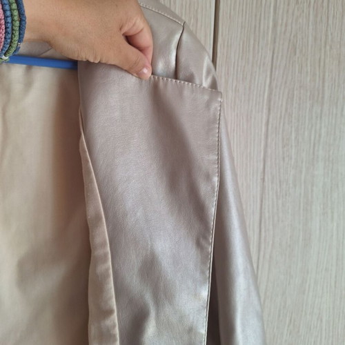 Miss Evita faux leather jacket size 10, gold beige