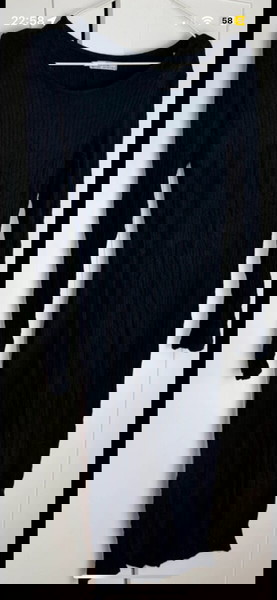 Bershka medium  μαύρο φόρεμα μιίντι μαύρο γυναικείο εφαρμοστό