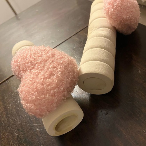 Decorative door knob cover like new, white beige with knitted heart