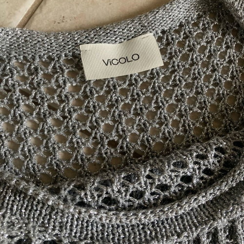 Vicolo crochet top like new, grey with silver thread, size L