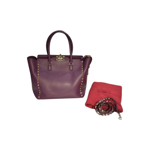 Valentino Garavani Rockstud Small Tote bag like new, plum purple leather
